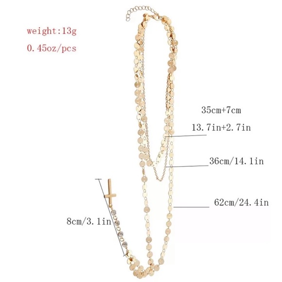 Golden Multilayer Coin Cross Necklace - Picture 4 of 4